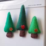 Handmade Felt Tree Magnets - Family Of 3