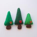 Handmade Felt Tree Magnets - Family Of 3